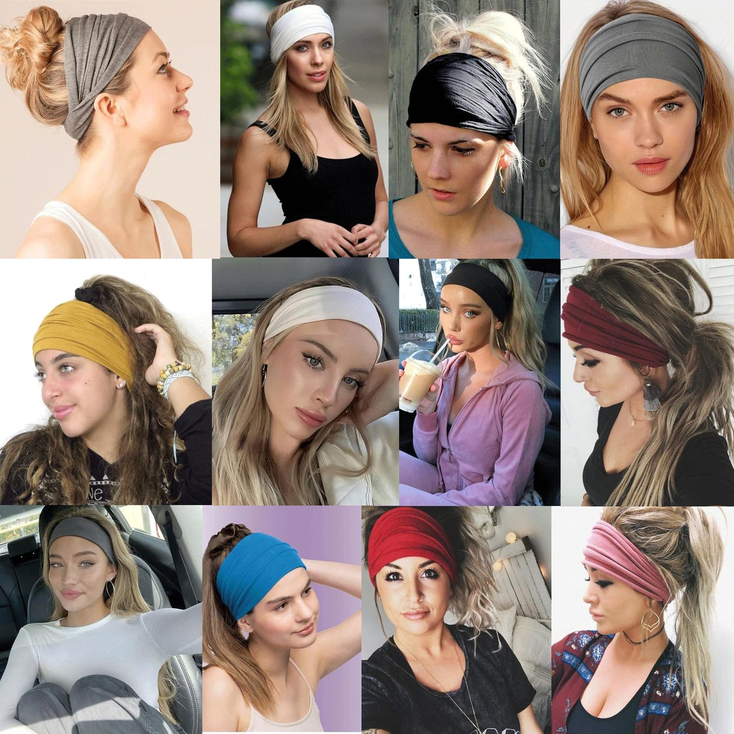 TuTive Extra Wide Headbands for Women Head Bands for Women's Hair Band Stretchy Turban Girls Styling Accessories 6 Pack Skincare Headband Sports Headbands Trendy Head Bands for Women