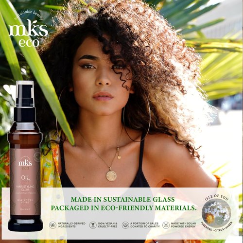 MKS Eco Oil - Hair Styling Elixir with Moroccan Argan & Hemp Seed Oil - Nourish, Control Frizz & Smooth Hair - Vegan & Cruelty Free