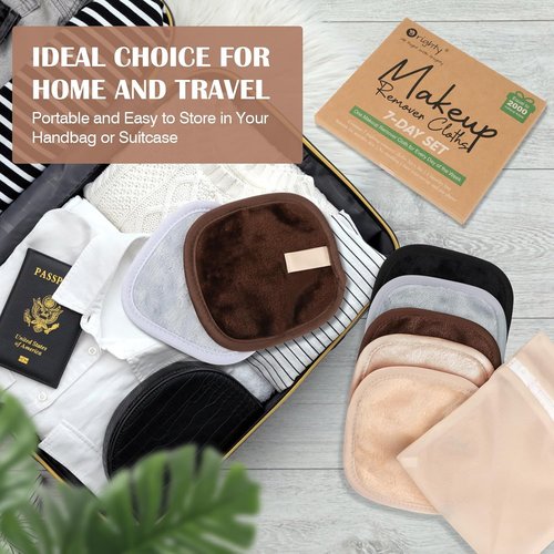 Orighty Makeup Remover Cloths - Premium Reusable Pads for Effortless Makeup Removal | 7-Day Set in Neutrals
