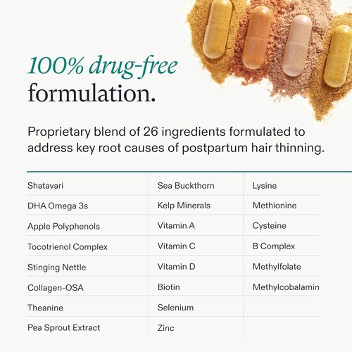 Nutrafol Postpartum Hair Growth Supplements - Clinically Tested for Thicker Hair & Less Shedding | 1 Month Supply