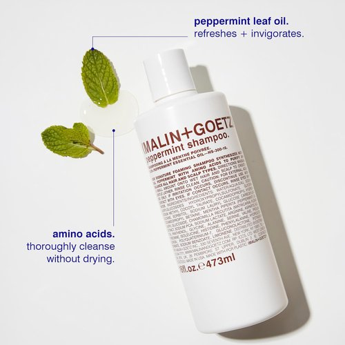 MALIN+GOETZ Shampoo - Hydrating Basil & Clarifying Peppermint Formula | Daily Amino Acid Cleanser for All Hair Types | Vegan & Sulfate-Free