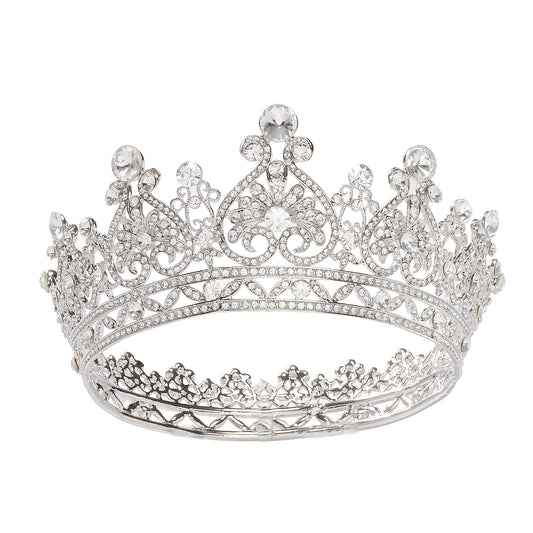 Eseres Silver Prom Queen Crowns Full Round Metal Crown Women Wedding Birtdhay Crowns and Tiaras