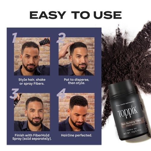 oppik Hair Building Fibers, Black, 3g Fill In Fine or Thinning Hair, Instantly Thicker, Fuller Looking, 9 Shades for Men & Women, Keratin Protein Formula