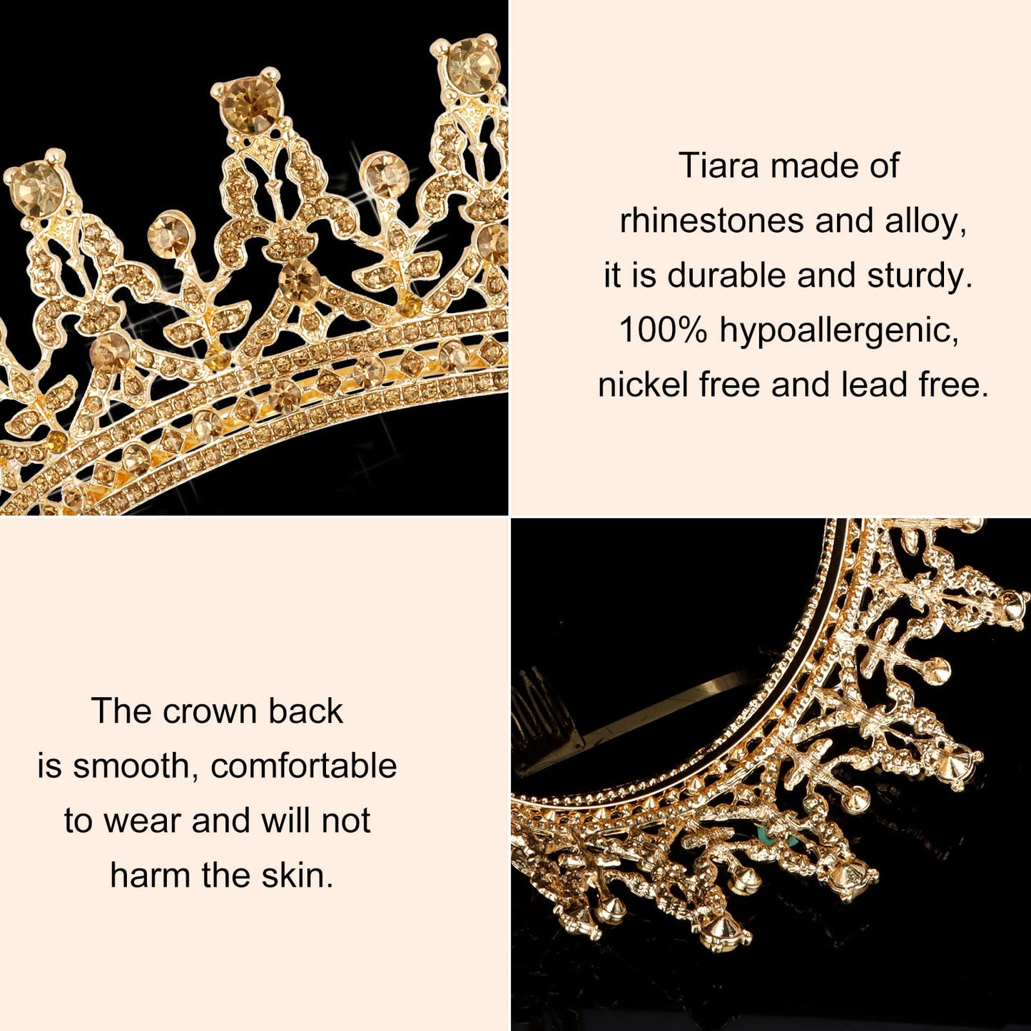 COCIDE Gold Tiara for Women Crystal Crown for Women Rhinestones Queen Hair Accessories for Bride Wedding Birthday Party Bridesmaids Bridal Prom Halloween Costume Cosplay Christmas Gift…