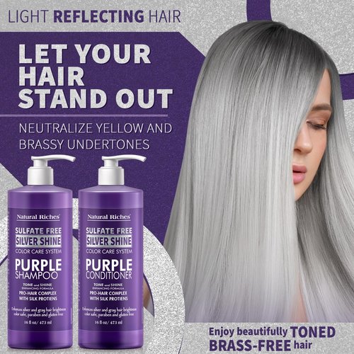 Natural Riches Radiant Silver Shine Shampoo & Conditioner Set - Paraben-Free, Color Safe, 16 fl oz