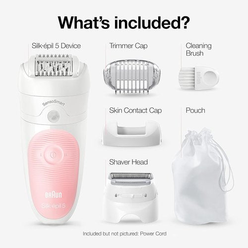 Braun Silk-épil 5 Epilator - Cordless Hair Removal Device with Shaver & Trimmer | 6-Piece Set