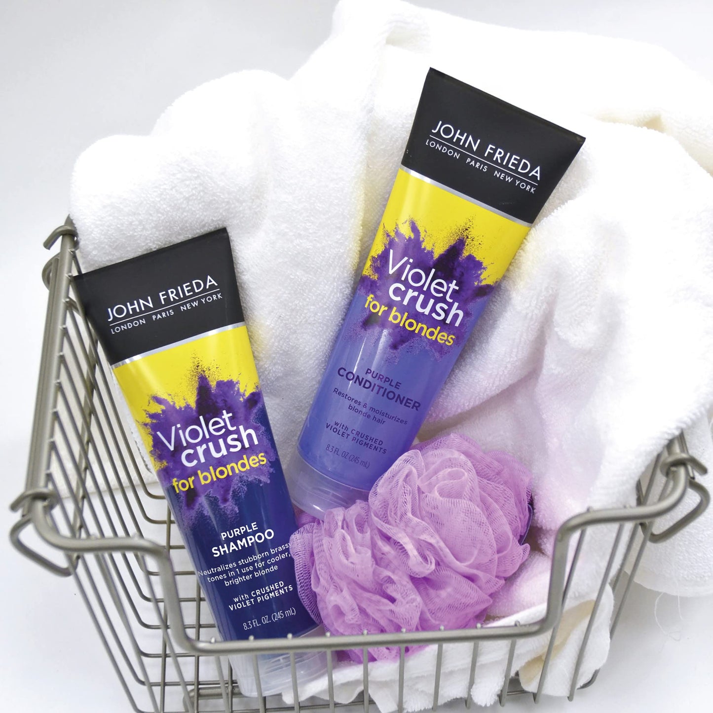 John Frieda Violet Crush Purple Conditioner, Conditioner for Brassy Blonde Hair, with Violet Pigments, 8.3 Ounce