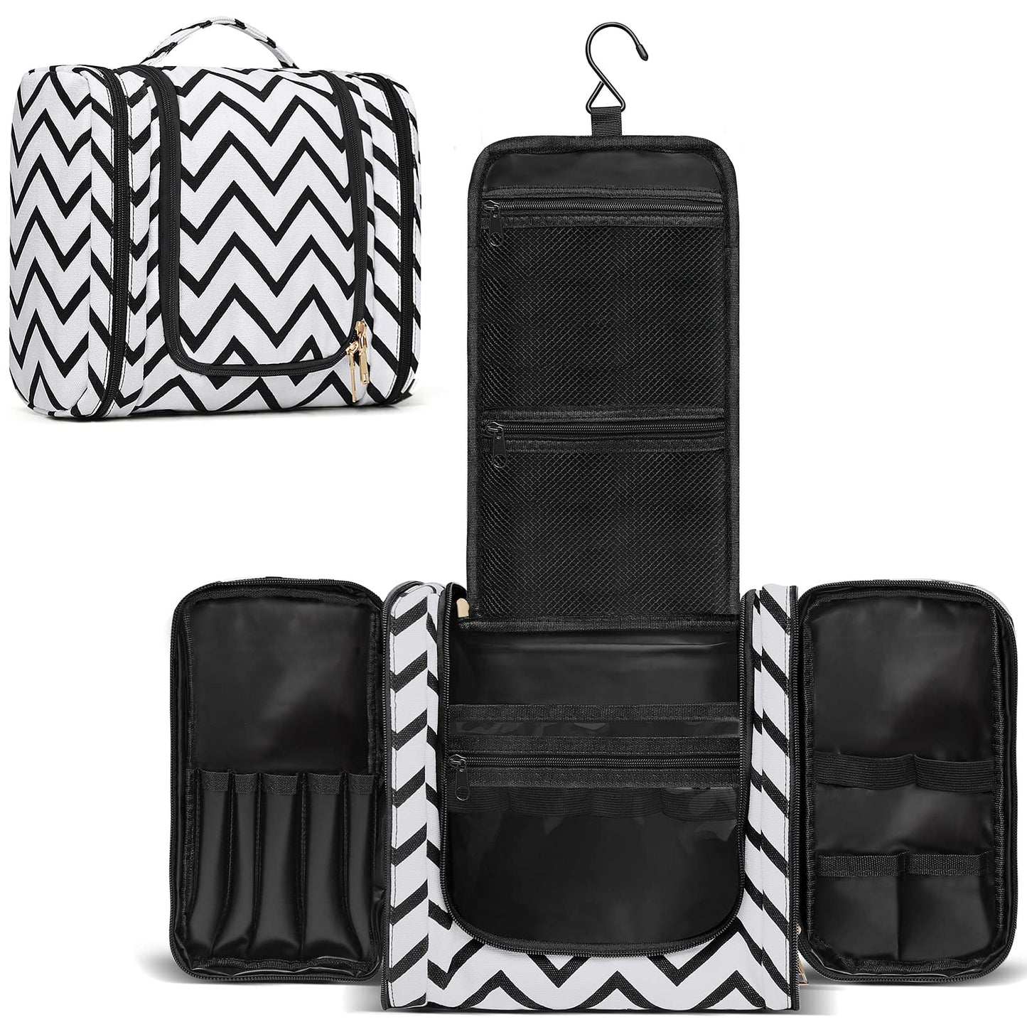 Toiletry Bag for Women, Water-Resistant Travel Makeup Organizer with Hanging Hook- Large Travel Toiletry Bag, Makeup Bag for Cosmetic, Full Size Containers, Brushes, Portable Shower Bag Christmas Gift