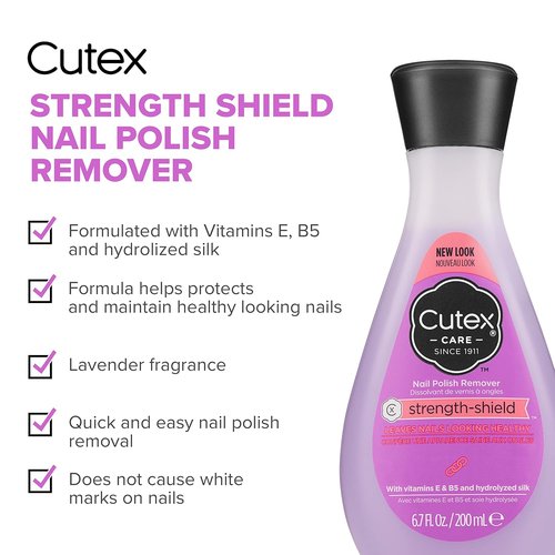 Cutex Nail Polish Remover - Strength Shield Formula with Vitamins E & B5 | 6.76 Fl Oz (Pack of 2)