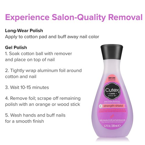 Cutex Nail Polish Remover - Strength Shield Formula with Vitamins E & B5 | 6.76 Fl Oz (Pack of 2)