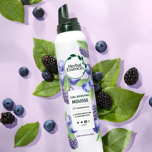 Herbal Essences Curl Boosting Mousse, Frizz Control for Curly & Wavy Hair, Long-Lasting Hold with Berry Scent, Paraben & Dye-Free, Cruelty-Free, 6.8 Fl Oz Each, 3 Pack