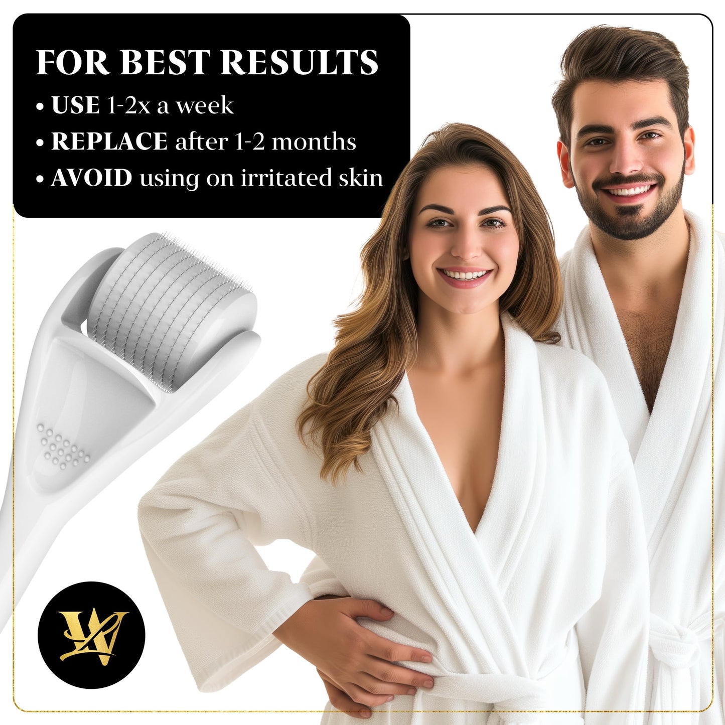 Derma Roller for Skin, Hair & Beard – Women and Men Titanium Microneedling Roller for Face & Scalp, Safe & Easy to Use 0.25mm - White