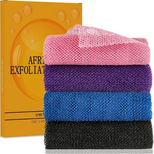 African Exfoliating Net | 4-Piece Nylon Bath Sponge Set for Deep Cleansing and Exfoliation
