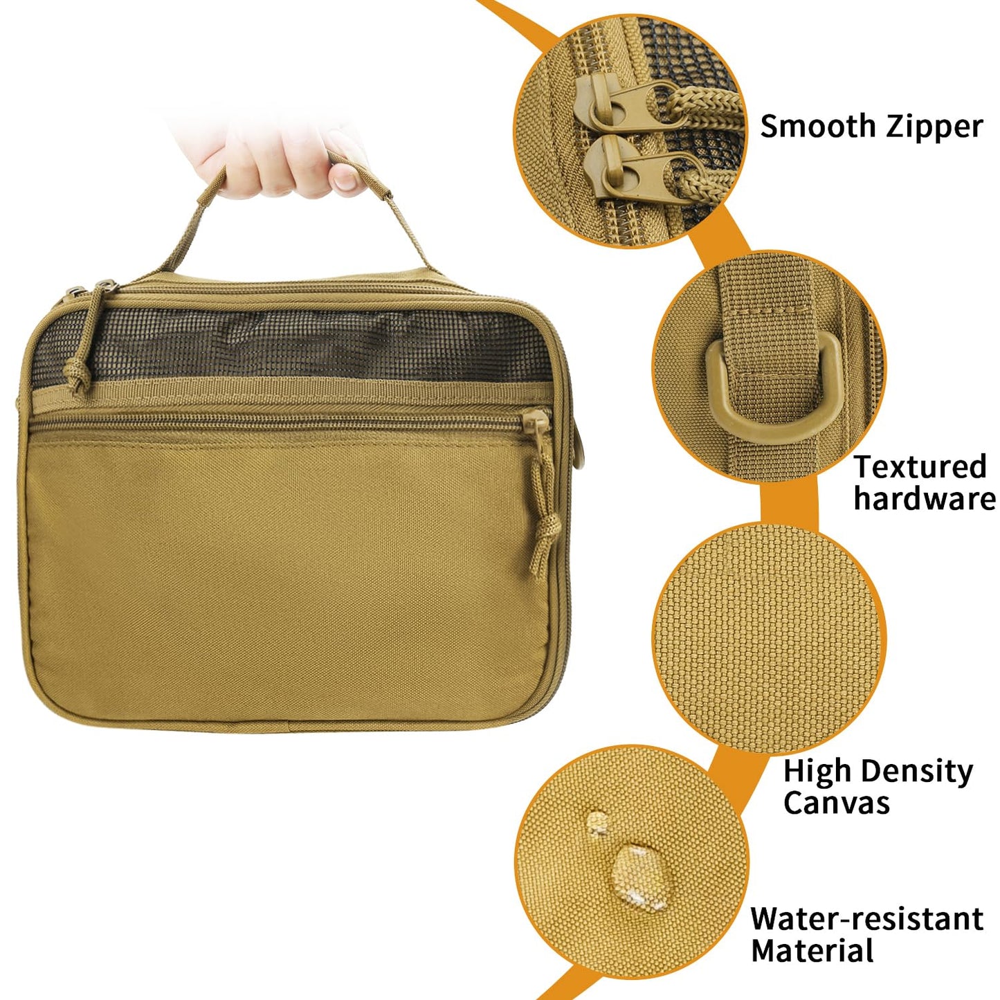 SMONT Toiletry Bag for Men Travel, Hanging Dopp Kit Shaving Hygiene Bag for Traveling Bathroom Khaki