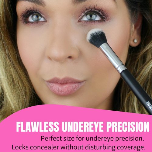 Beauty Junkees Concealer Brush - Small Fluffy Tapered Synthetic Brush for Precision Powder Application