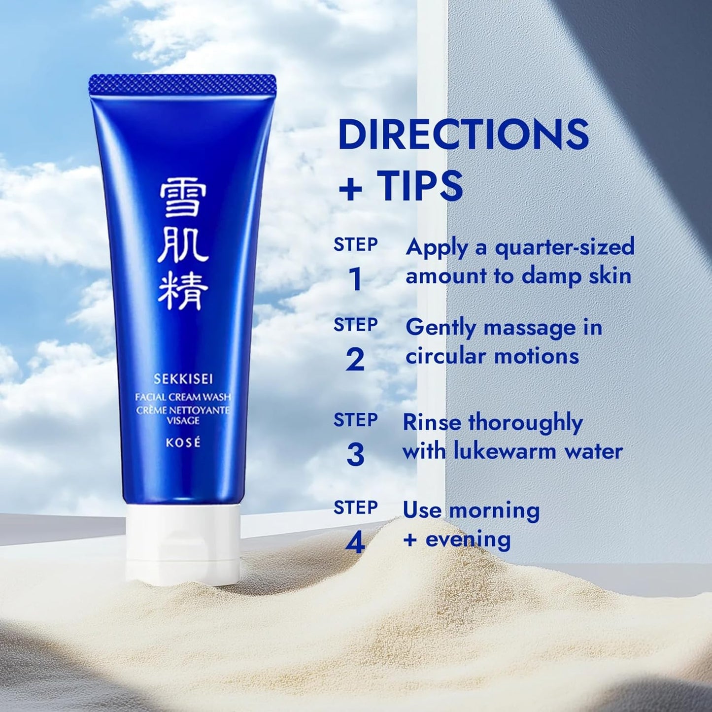 SEKKISEI Foaming Facial Cream Wash - Deep Cleansing Face Cleanser, 4.5 Ounces