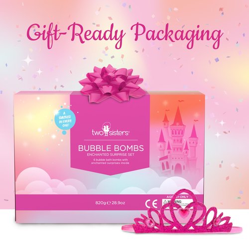 Princess Bath Bombs for Girls with Surprise Toys Inside (6 Pack) – Large Fizzy Bubble Bath Bomb for Kids - Princess, Mermaid, Fairytale Bath Toys – Fruity Scent, Skin-Safe, Made in USA by Two Sisters