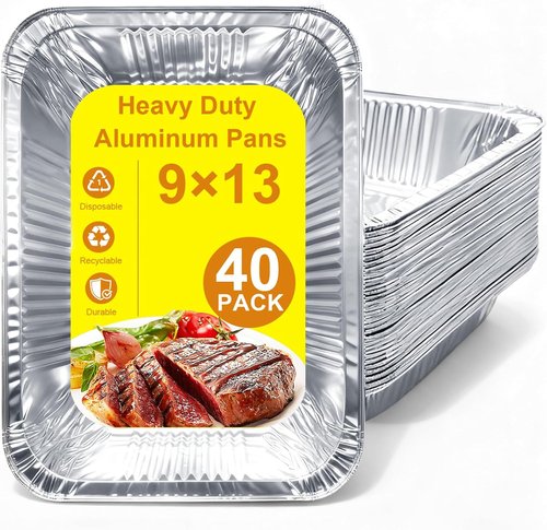 Aluminum Foil Pans 9x13 - 40 Pack Disposable Deep Steam Table Pans for Baking, Roasting & Food Storage