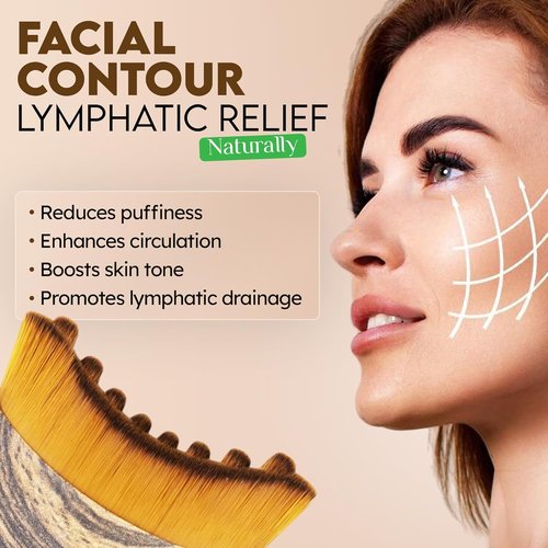 Regine Switzerland Lymphatic Contour Face Brush - Anti-Puffiness Ergonomic Massager for Sculpting