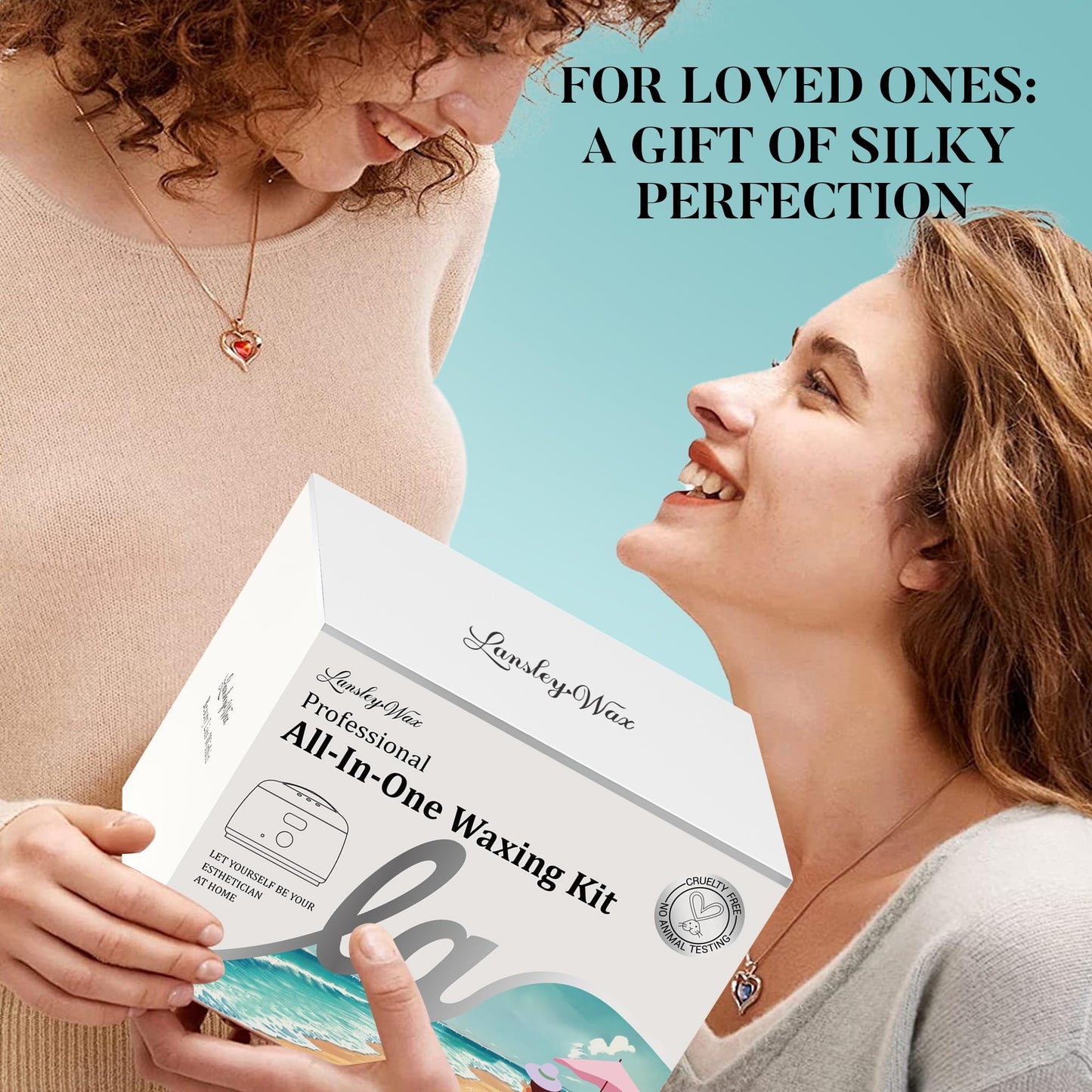 LANSLEYWAX Digital Waxing Kit for Women Men Blue-Green Wax Warmer for Hair Removal with Silicone Pot, Hard Wax Kit, Waxing Machine for Sensitive Skin Brazilian Bikini Leg Eyebrow Full Body Home Use