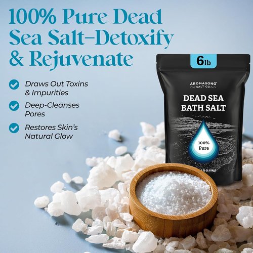 Aromasong Dead Sea Salt Bath Soak - 100% Natural 6 Lbs Bulk Pack for Relaxation & Detoxification