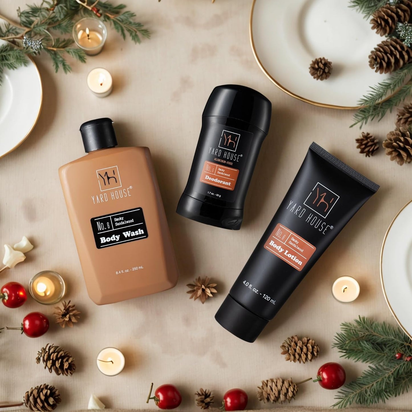Skiennix Men’s Bath Gift Set - Smoky Sandalwood | 4-Piece Grooming Kit in Travel Toolbox Case - Ideal for Father’s Day & Holidays