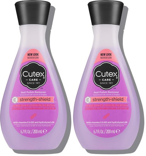 Cutex Nail Polish Remover - Strength Shield Formula with Vitamins E & B5 | 6.76 Fl Oz (Pack of 2)