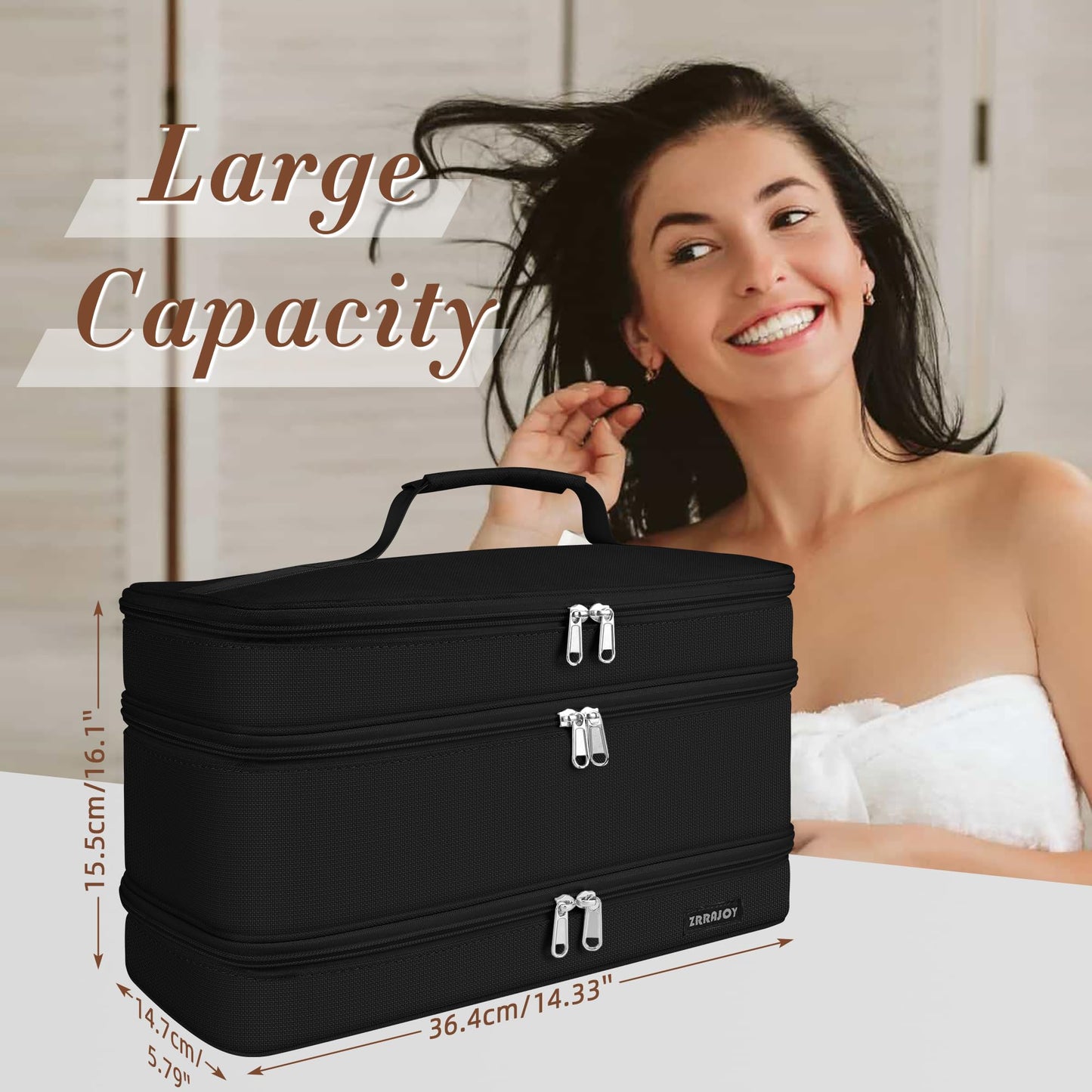 ZRRAJOY 3 Layers Storage Case For Shark Flexstyle, Travel Carrying Case For Shark 430/440 Flexstyle, Organizer Bag For Shark Flexstyle/Dyson Airwrap Styler Attachments(Black02)