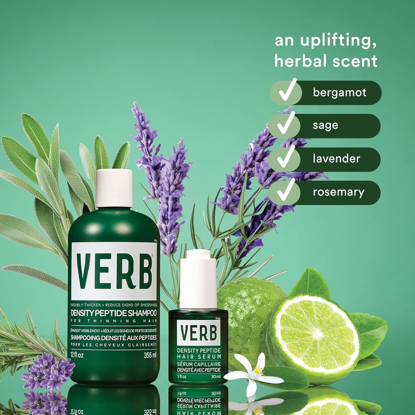 VERB Density Peptide Shampoo - Visibly Thicken + Reduce Signs of Shedding- Moisturizes Fine and Weighed Down Hair