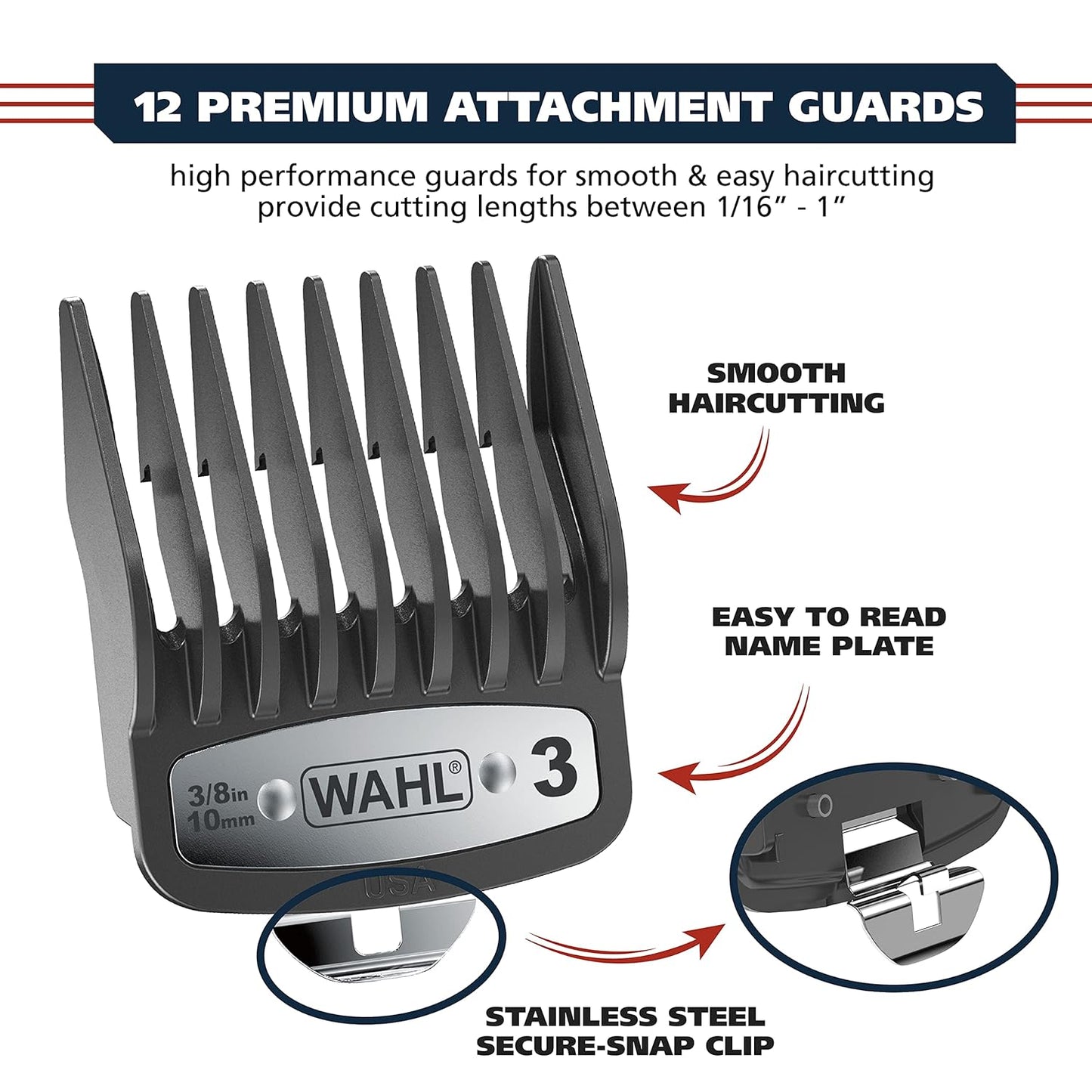 Wahl USA Pro Ultra Quiet Hair Clipper - High Torque, Metal Housing, Bonus Guard Caddy | Model 3000097