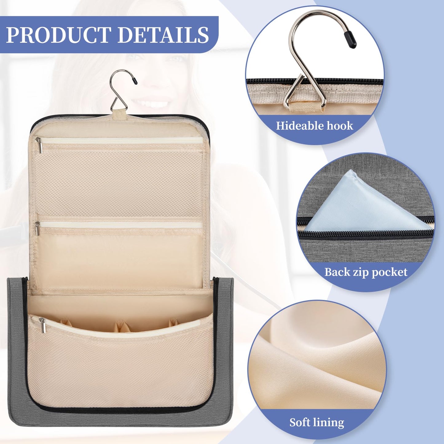 WELIDAY Travel Storage Bag Compatible with Dyson Airwrap Styler, Portable Travel Organizer for Hair Curler and Attachment with Multi-pockets (Front Open Design, Gray)