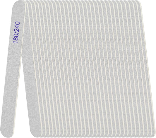 Skiennix Nail File - Professional Double-Sided Emery Boards for Natural Nails | 180/240 Grit, 24 Pack