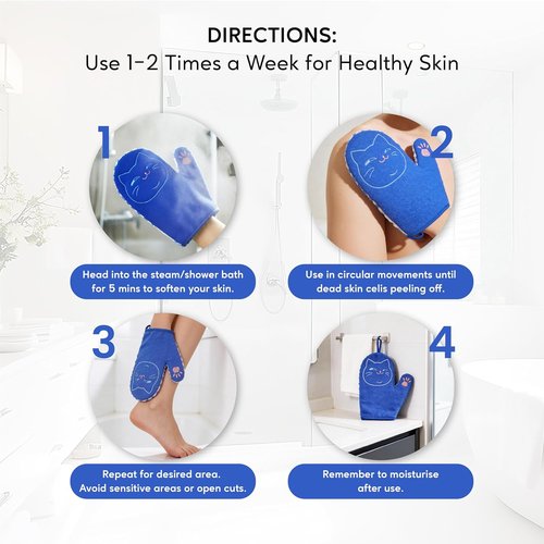Hello Mitten Exfoliating Glove - Deep Body Scrub & Dead Skin Remover Mitt - 1 Pack for Shower & Bath