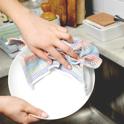 Full Circle Tidy Organic Cotton Dish Cloths - Absorbent & Eco-Friendly Kitchen Towels - Red