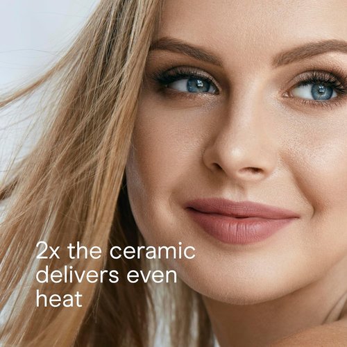 Conair Double Ceramic Flat Iron - 1-Inch Hair Straightener with Five Heat Settings & Extra Long Plates - White