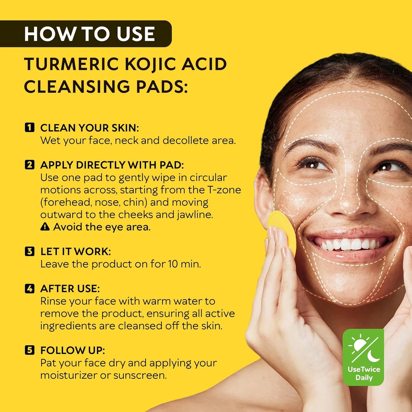 Turmeric Kojic Acid Cleansing Pads - Exfoliating Face Sponges with Vitamin C & Lemon for Glowing Skin