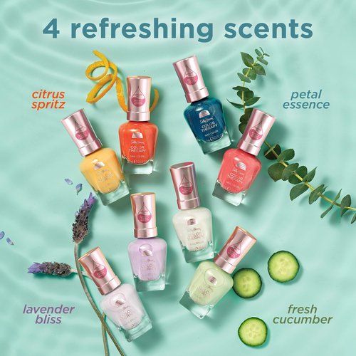 Sally Hansen Color Therapy Scented Nail Polish | Biotin, Argan Oil, Long Lasting, Healthy Nails, Nail Strengthener, Opaque | 462 Peel the Love, Citrus Spritz| Orange Yellow Nail Color