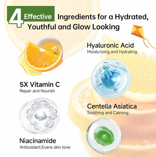 Glown 6-Piece Hydrating Skincare Set - Vitamin C & Niacinamide | Complete Face & Body Care Kit for Women