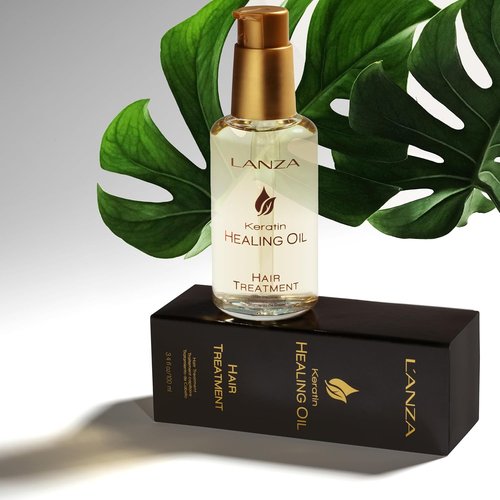 L'ANZA Keratin Healing Oil Hair Care Kit - Travel Size Shampoo, Finishing Spray & Reconstructor | Gift Box (1.7/2/0.68 Fl Oz)