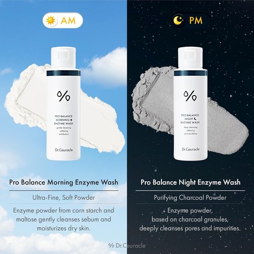 Dr.Ceuracle Pro Balance Enzyme Powder Face Wash - Natural Deep Cleansing & pH Balancing for Day/Night Use