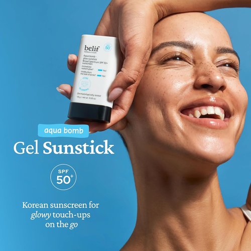 Belif Aqua Bomb Sunscreen Stick SPF 50+ | Lightweight Korean Sunstick with Niacinamide & Hyaluronic Acid, 0.63 oz