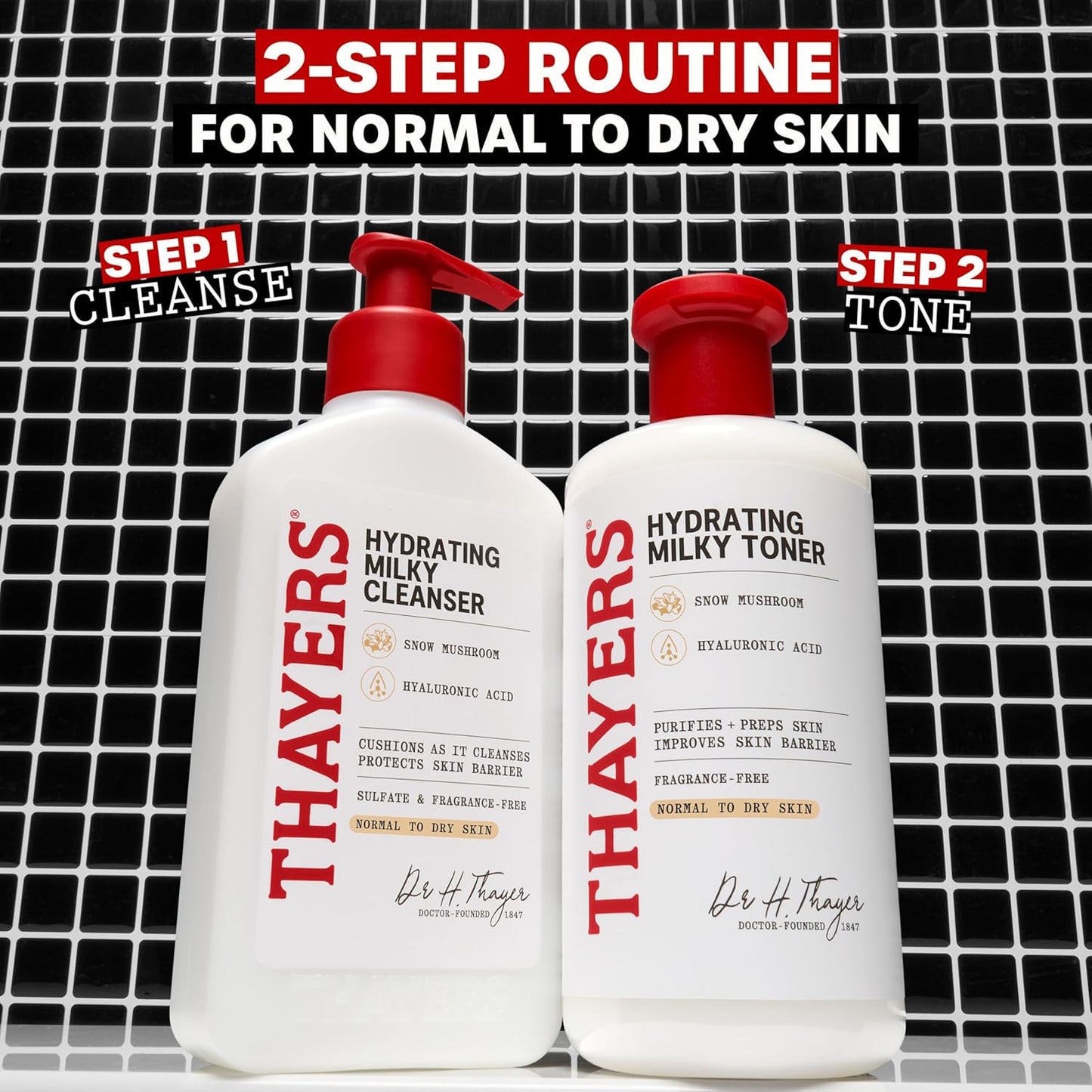 Thayers Milky Hydrating Face Cleanser - Gentle Facial Wash with Snow Mushroom & Hyaluronic Acid | 8 Fl Oz
