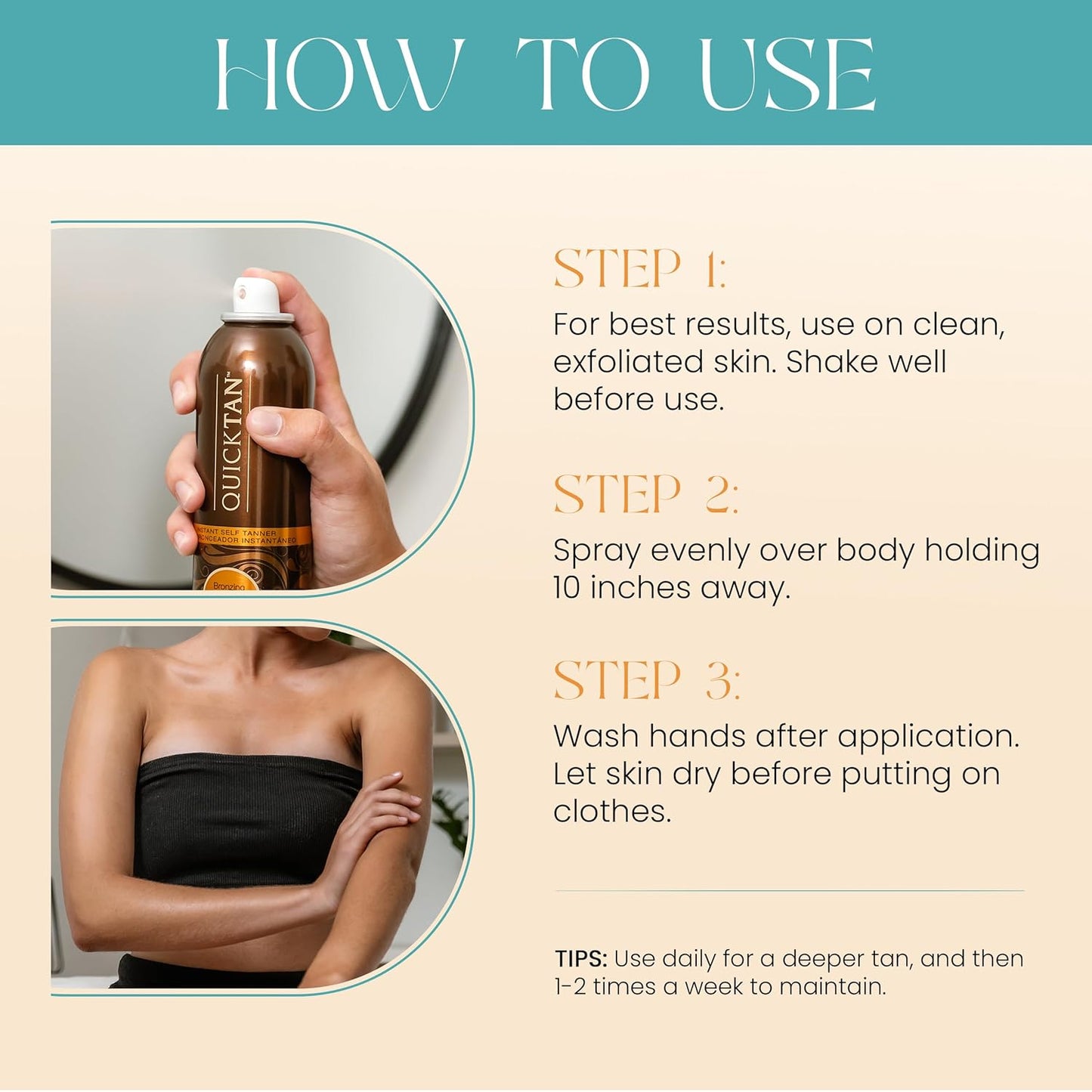Body Drench QuickTan Instant Self Tanner - Streak-Free Bronzing Spray for Medium/Dark Tan, 6 oz