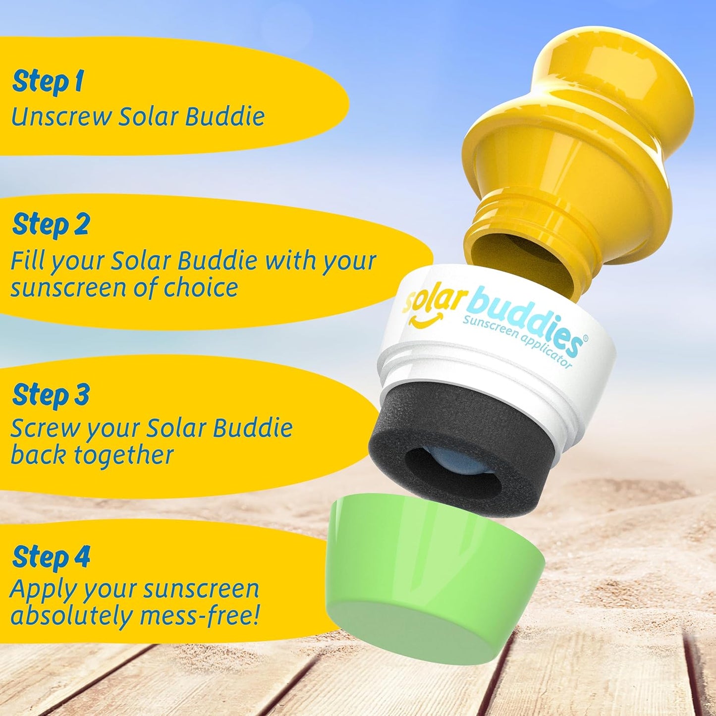 Solar Buddies Sunscreen Applicator - Refillable Roll-On Sponge for Kids & Adults | 3.4fl oz Green