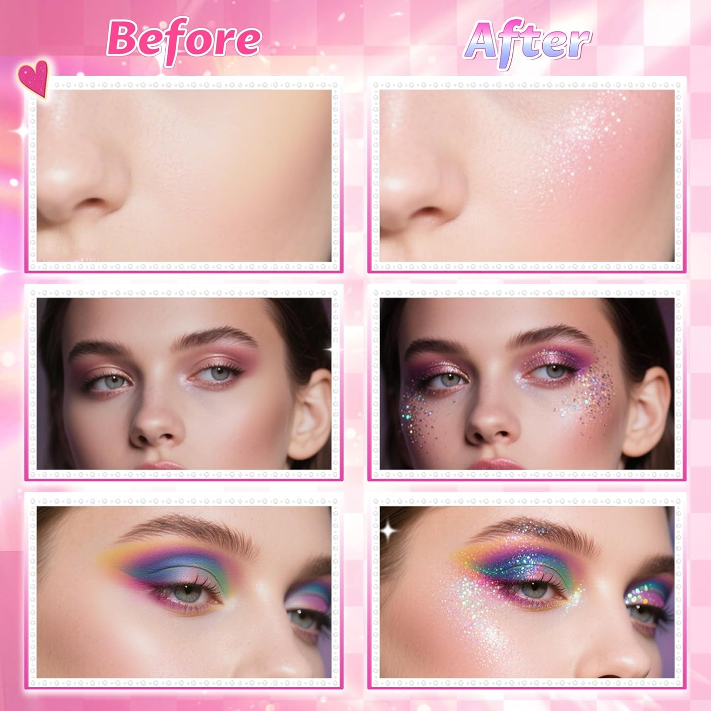 Skiennix Body Glitter - Roll-On Shimmer for Face, Hair & Lips | 20g Laser Powder for Halloween Makeup