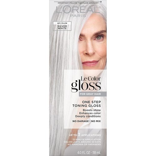 L’Oreal Paris Le Color Gloss - In-Shower Toning Gloss & Deep Conditioner for Gray Hair | Silver White, 1 Kit