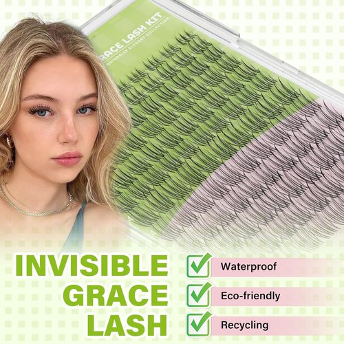 KEYYOU DIY Lash Clusters - 120 Pcs C Curl Waterproof False Eyelashes | Natural Look for Home Extensions