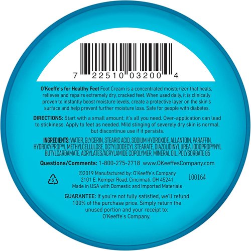 O'Keeffe's Foot Cream - Guaranteed Relief for Extremely Dry, Cracked Feet | 3.2 Ounce Jar (Pack of 3)