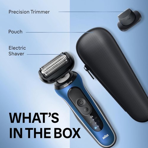 Braun Electric Shaver - Series 6 6120s for Men | Wet & Dry Shaving, Turbo & Gentle Modes, Blue
