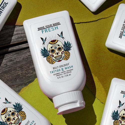Billy Jealousy Make Your Mark Fresh Tattoo Wash, Cleansing and Hydrating Tattoo Aftercare Enriched With Cucumber and Rosemary, 8 Fl Oz